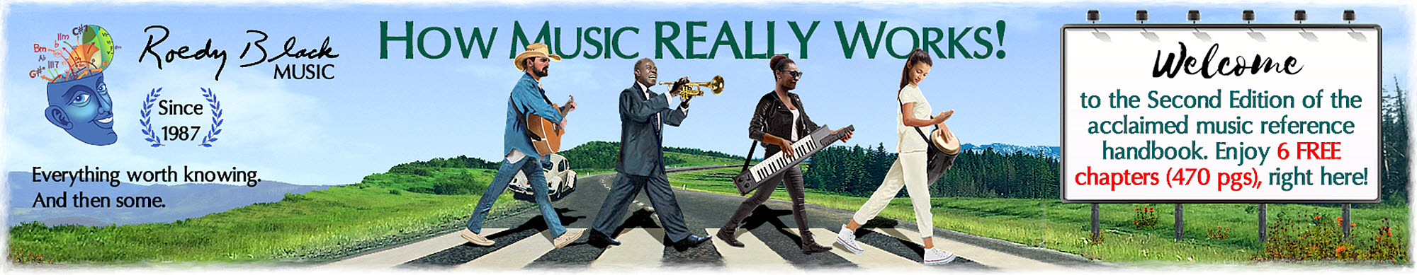 Abbey road crosswalk tribute to the Beatles, Louis Armstrong, and other musicians, by Roedy Black Music for How Music REALLY Works